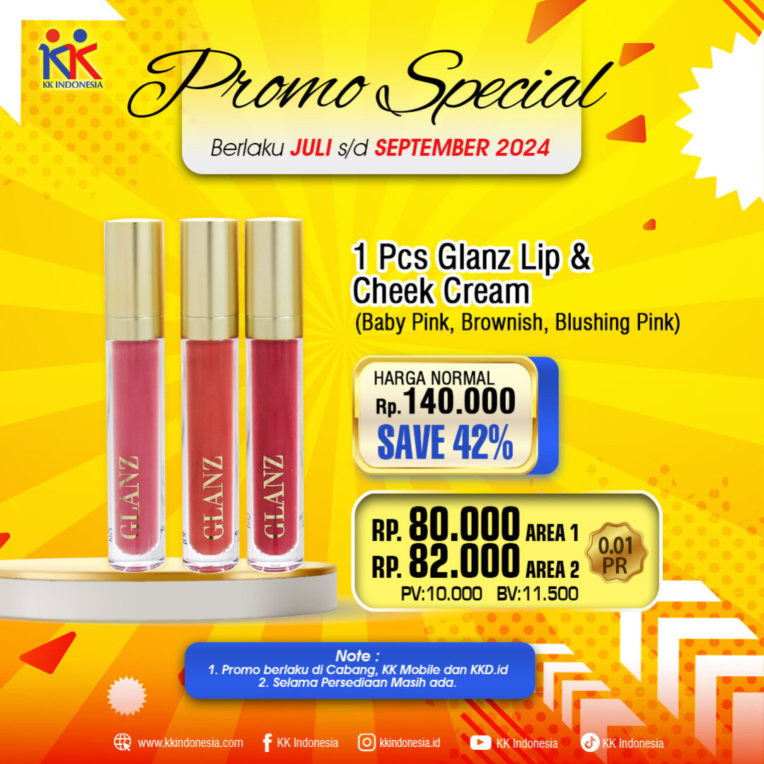 PROMO SPESIAL 1 PCS GLANZ LIP RED VALENTINE